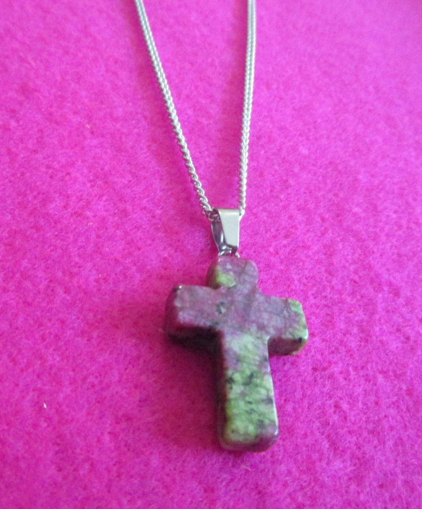 Multi green cross gemstone Necklace Beautiful Steel Jewelry