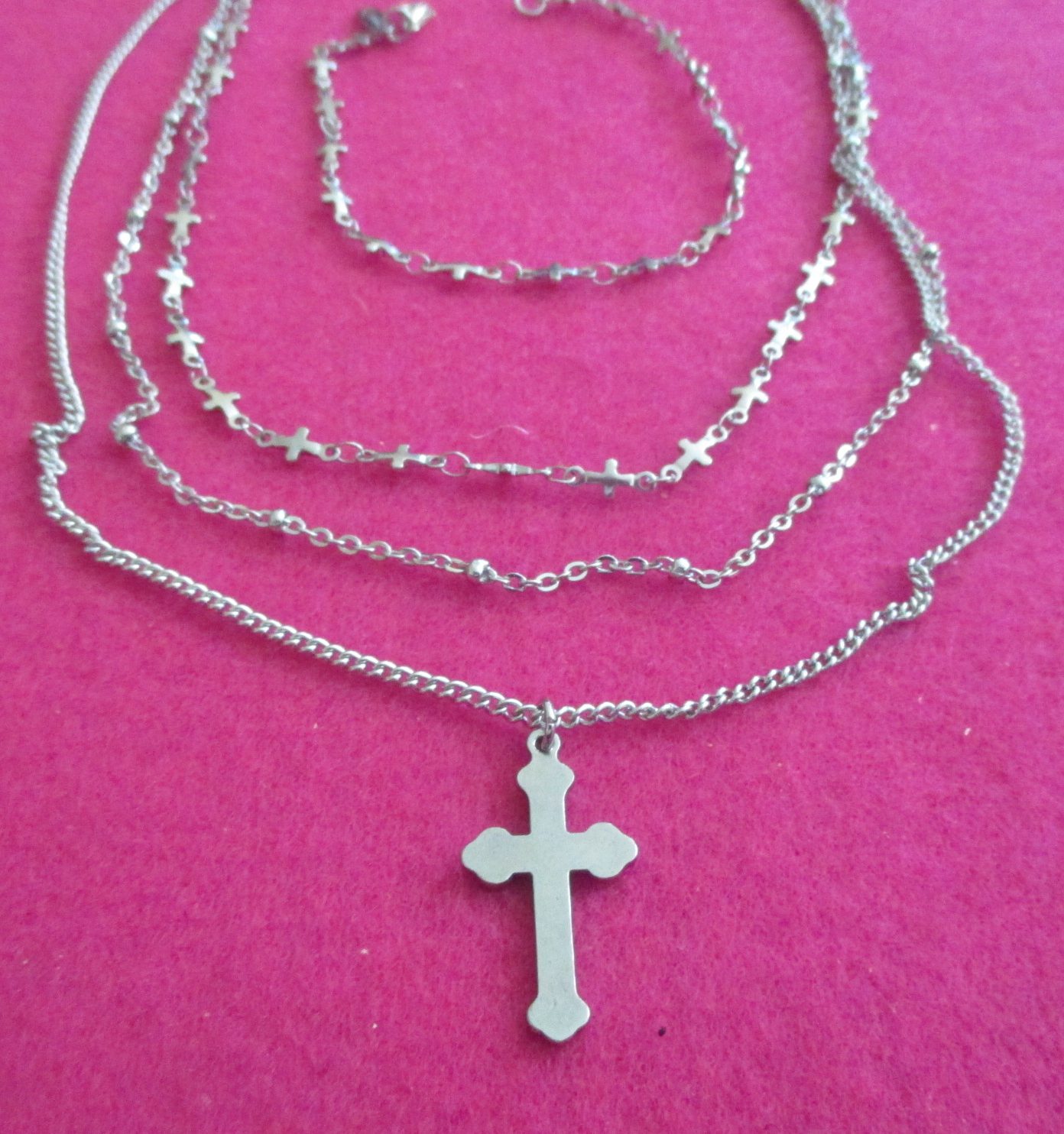 3 Layer Cross Set Beautiful Steel Jewelry